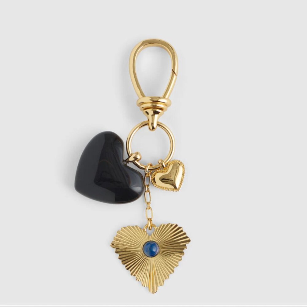 Madewell Heart Cluster Bag Charm | Brass w/ Lapis | 2" NWT Gift Valentine's Day